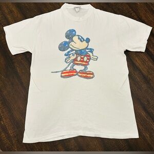 Vintage Disney Store Mickey Mouse American Flag Graphic Shirt Men's Medium-USA